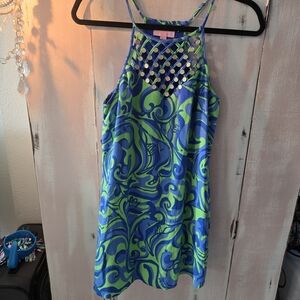 Lilly Pulitzer Blue and Green Strappy Dress